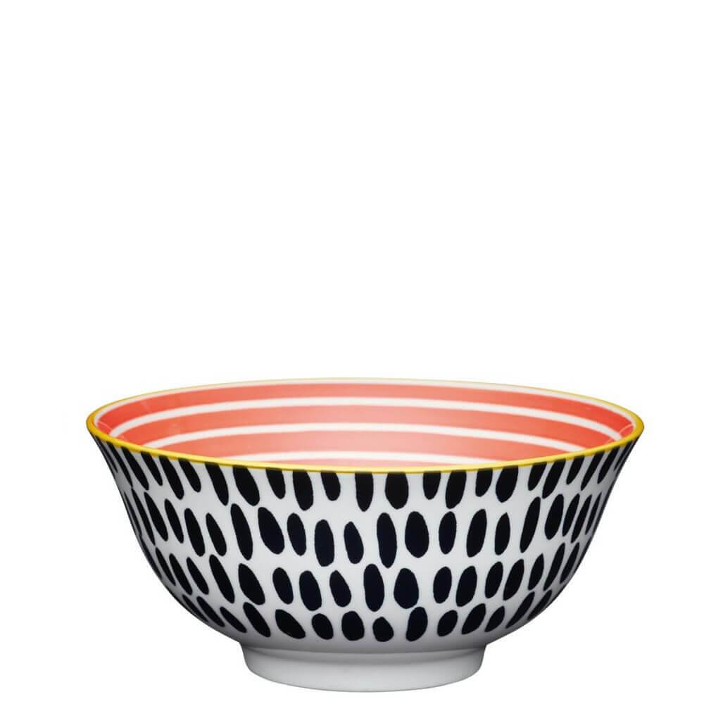 KitchenCraft Red Swirl & Black Spots Multi Use Bowl